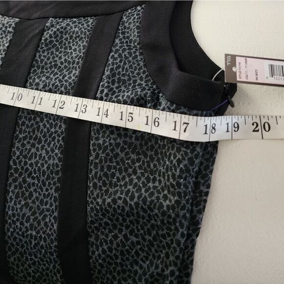 Voir Voir Black Trim Knee Length Sleeveless Side Zip Sheath Dress Size 8 NWT - Picture 7 of 8